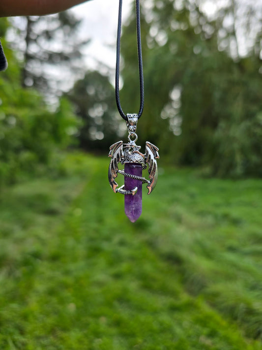 Dragon Necklace with Amethyst - Powerful and Spiritual Jewelry