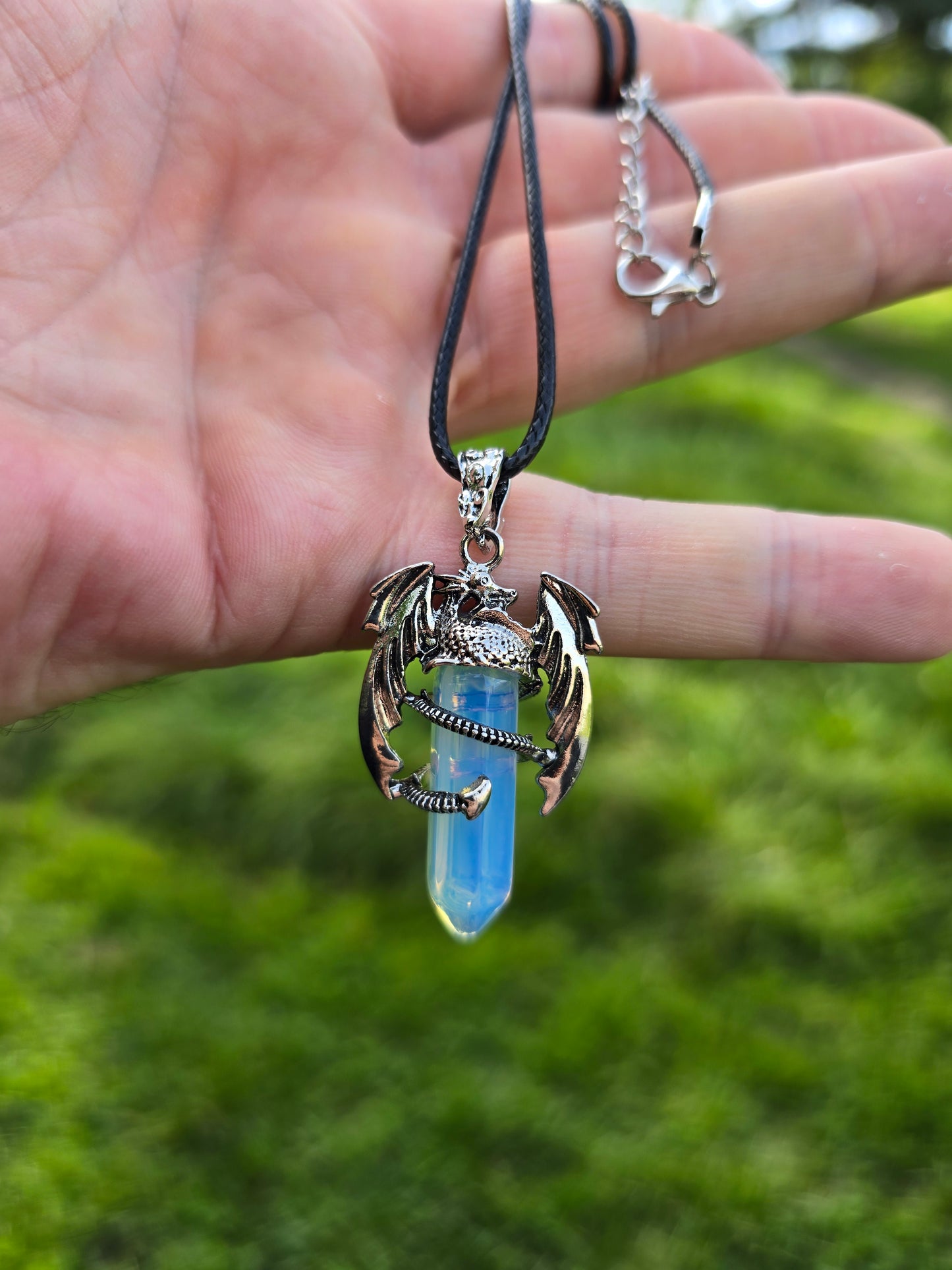 Dragon Necklace with Opalite Crystal - Mysterious and Powerful Jewelry