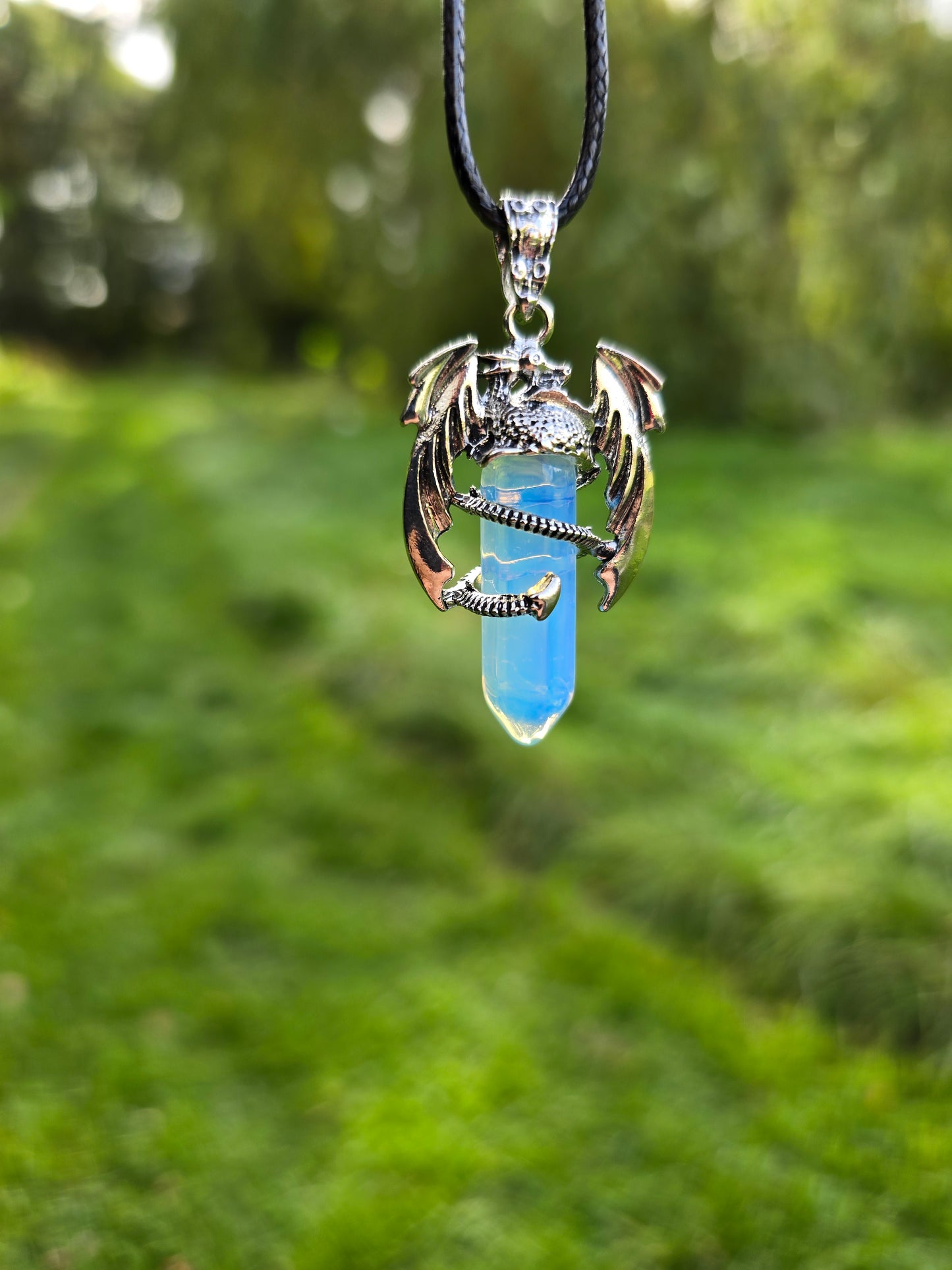 Dragon Necklace with Opalite Crystal - Mysterious and Powerful Jewelry