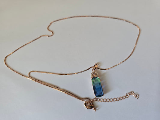 Copper Necklace with Synthetic Zircon - Elegant and Colorful