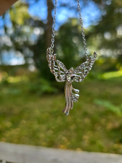 Angel necklace with rhinestones