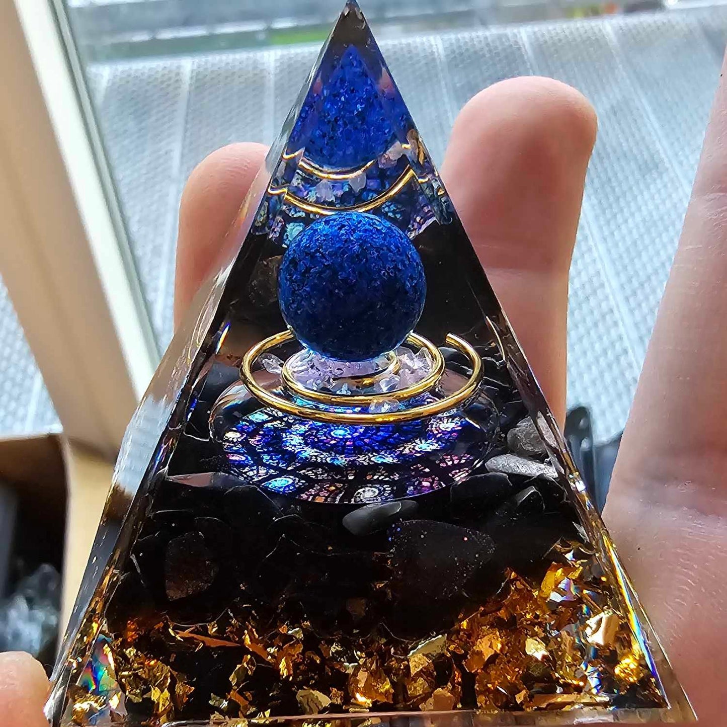 Lapis Lazuli crystal ball Orgonite Pyramid